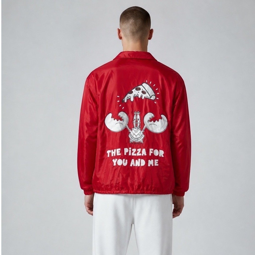 Nickelodeon SpongeBob Mr Krabs Krusty Krab Pizza Red Coaches Jacket XL Retro